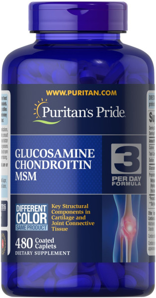 Глюкозамин хондроитин и МСМ Puritan's Pride (Double Strength Glucosamine Chondroitin MSM) 480 капсул