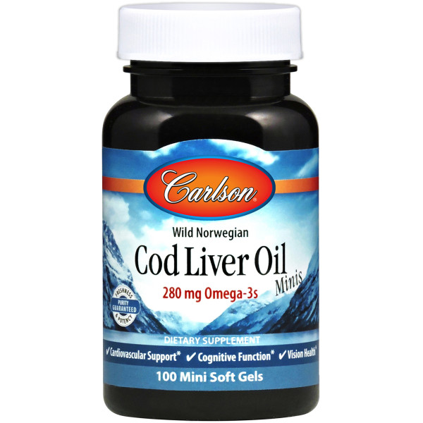 Риб'ячий жир норвезький Carlson (Cod Liver Oil) 100 міні гелевих капсул