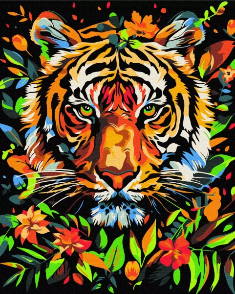 Картина за номерами Тигр у квітах 40x50 Brushme