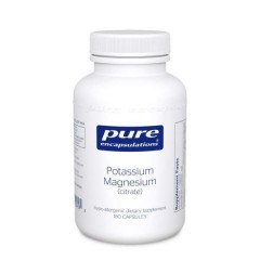 Калій та Магній (цитрат), Potassium Magnesium (citrate), Pure Encapsulations, підтримує здоров'я серця, м'язів, мінералізації кісток, нервів та кислотно-лужного балансу, 180 капсул