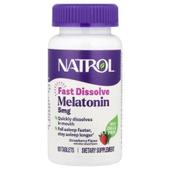 Natrol, мелатонін, швидкорозчинний, полуниця, 5 мг, 90 таблеток