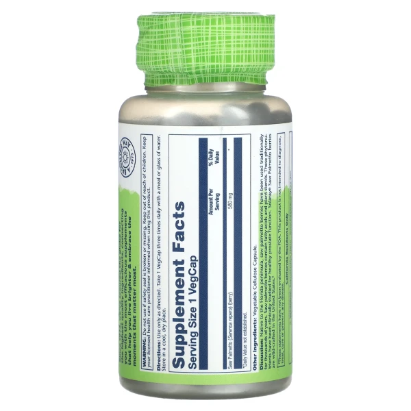 Solaray, True Herbs, пальма, 580 мг, 100 рослинних капсул