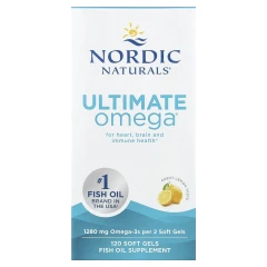 Nordic Naturals, Ultimate Omega, омега кислоти, з лимонним смаком, 1280 мг, 120 капсул (640 мг у капсулі)