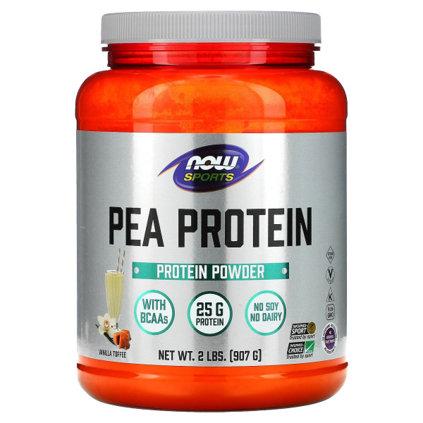 NOW Foods, Sports, гороховий протеїн, ваніль і ірис, 907 г (2 фунти)