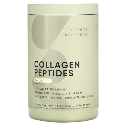 Коллагеновые пептиды Sports Research (Collagen Peptides) 480 г со вкусом ванили