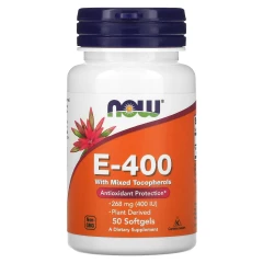 Вітамін E зі змішаними токоферолами Now Foods (Vitamin E-400) 400 МО 50 капсул