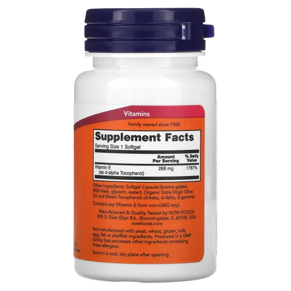Вітамін E зі змішаними токоферолами Now Foods (Vitamin E-400) 400 МО 50 капсул