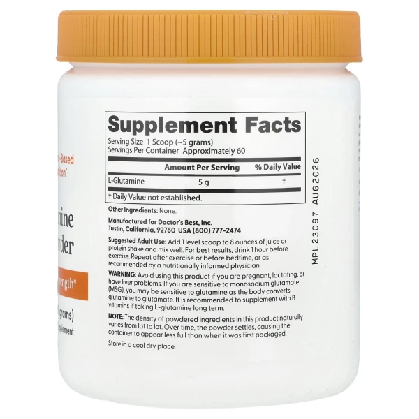 Глютамін у порошку Doctor's Best (L-Glutamine Powder) 300 г