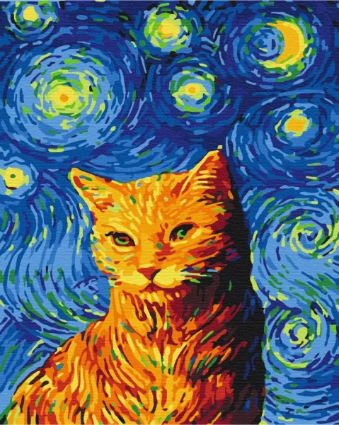 Картина за номерами Кіт в зоряну ніч  Brushme 48x60