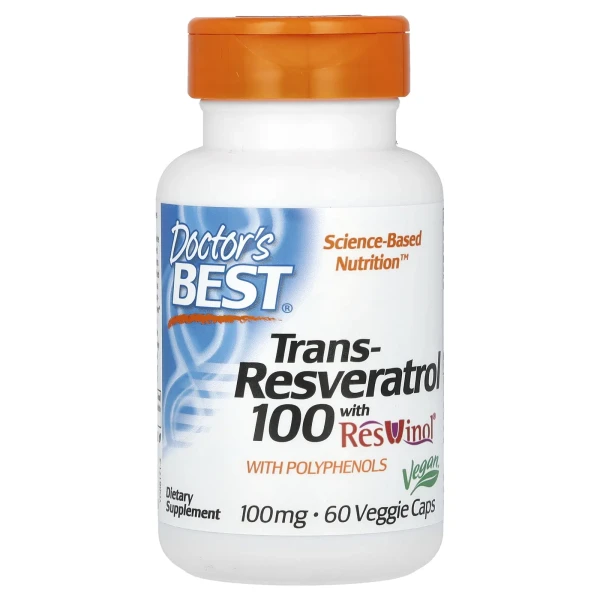 Транс-ресвератрол з екстрактом ResVinol Doctor's Best (Trans-Resveratrol with Resvinol) 100 мг 60 капсул