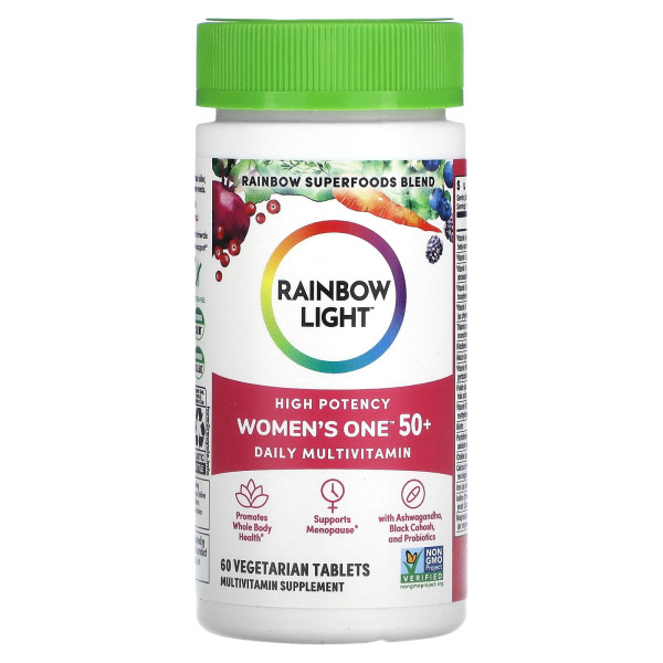 Мультивитамины для женщин 50+, Women's One 50+, Rainbow Light, ежедневные, 60 вегетарианских таблеток