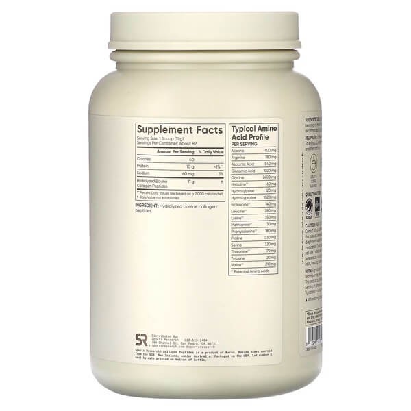 Коллаген пептиды Sports Research (Collagen Peptides) 907 г безвкусно