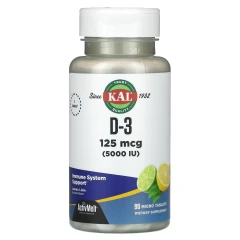 Вітамін Д3 миттєвого розчинення (Vitamin D3) 5000 МО 90 таблеток зі смаком лимон-лайм