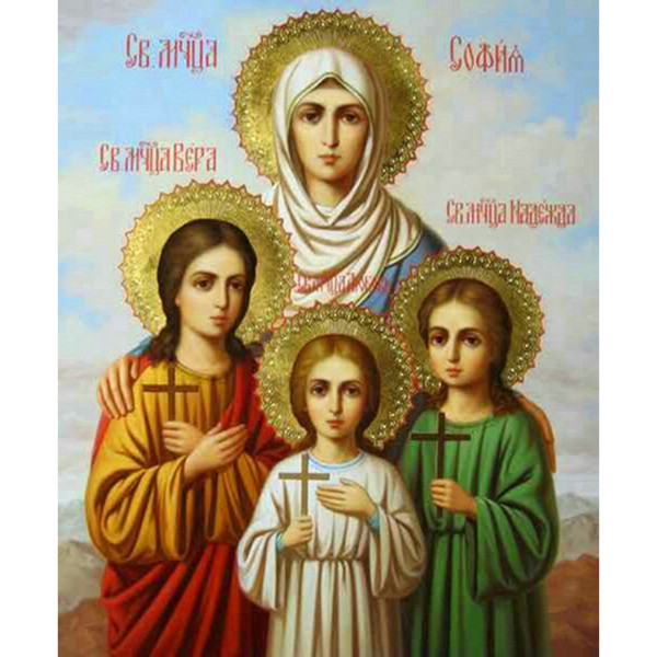 Алмазная мозаика Икона Веры, Надежды, Любови и их матери Софии без подрамника 40х50 Strateg