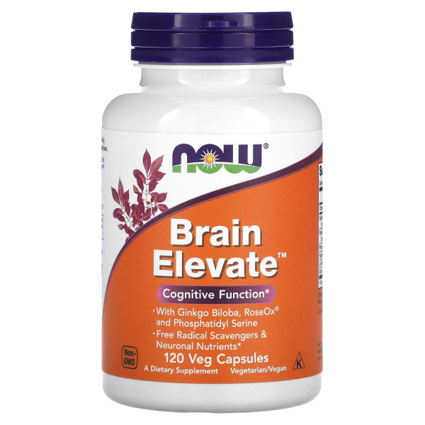 Добавка для підтримки роботи мозку NOW Foods (Brain Elevate) 120 вегетаріанських капсул