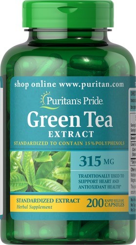 Стандартизований екстракт зеленого чаю 315 мг Puritan's Pride (Green Tea Standardized Extract) 200 капсул