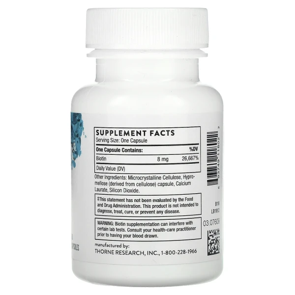 Біотин-8 Thorne Research (Biotin-8) 8000 мкг 60 капсул