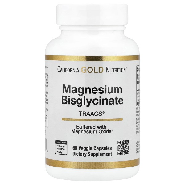 Магний бисглицинат California Gold Nutrition (Magnesium Bisglycinate) 200 мг 60 капсул