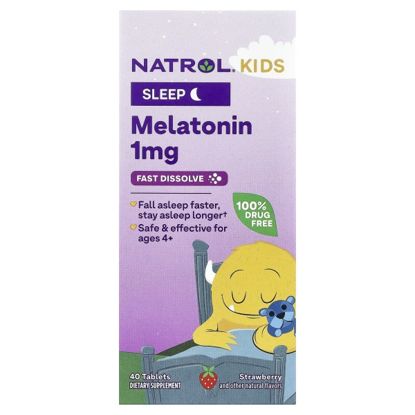 Мелатонін дитячий жувальний (Melatonin Kids) зі смаком полуниці 1 мг 40 таблеток