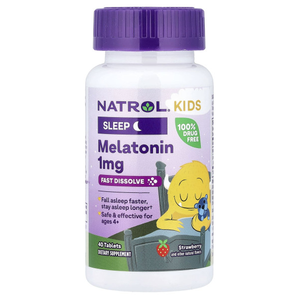 Мелатонін дитячий жувальний (Melatonin Kids) зі смаком полуниці 1 мг 40 таблеток