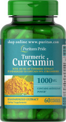 Куркумін з біопереном Puritan's Pride (Turmeric Curcumin with Bioperine) 1000 мг (900 мг куркуми та 100 мг куркуміну) 60 капсул