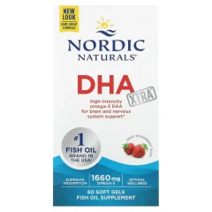 Риб'ячий жир екстра Nordic Naturals (DHA Xtra) 1000 мг 60 капсул зі смаком полуниці