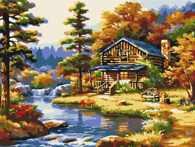 Картина по номерам Домик у озера 40x50 Brushme