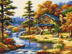 Картина за номерами Будиночок біля озера 40x50 Brushme
