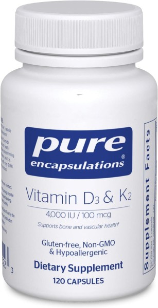 Витамины D3 и K2 Pure Encapsulations (Vitamin D3 & K2) 120 капсул
