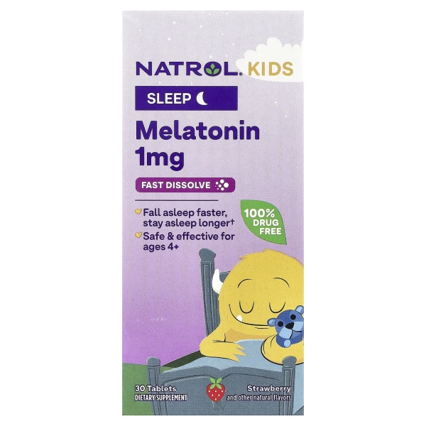 Natrol, мелатонін, швидкорозчинний, для дітей від 4 років, зі смаком полуниці, 30 таблеток