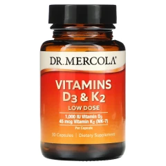 Dr. Mercola, вітаміни D3 і K2 у низькій дозі, 30 капсул