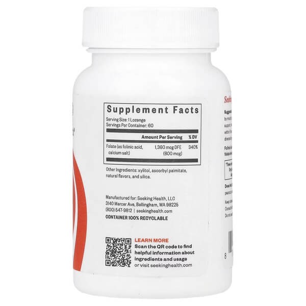 Фолінова кислота 800 мкг Seeking Health (Folinic Acid) 60 таблеток