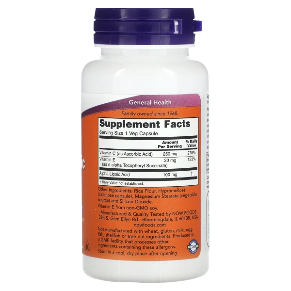 Альфа-ліпоєва кислота Now Foods (Alpha Lipoic Acid) 100 мг 60 капсул