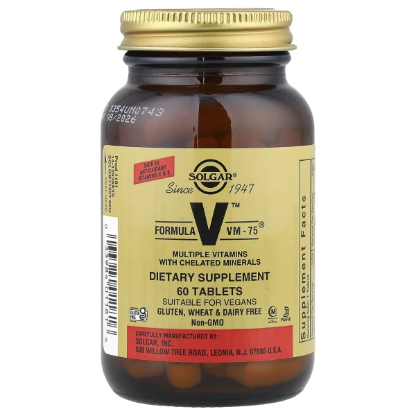 Мультивітаміни Solgar (Formula V VM-75 Multiple Vitamins with Minerals) 60 таблеток