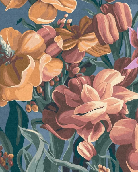 Картина за номерами Стилізована матіола Диптих 1 © Yana Biluhina  Brushme 40x50