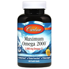 Максимум Омега Carlson (Maximum Omega) 2000 мг 60 гелевих капсул зі смаком натурального лимона