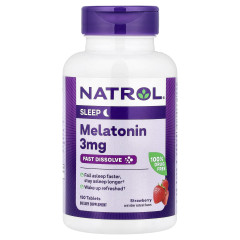 Natrol, мелатонін, швидкорозчинна речовина, полуниця, 3 мг, 150 таблеток