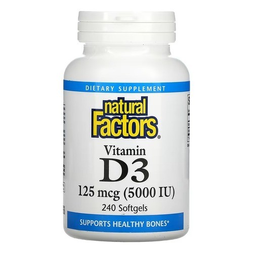 Витамин D3 125 мкг Natural Factors (Vitamin D3) 240 капсул