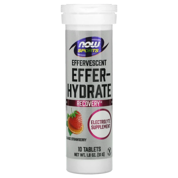 NOW Foods, Sports, Effer-Hydrate, апельсин і полуниця, 10 таблеток, 51 г