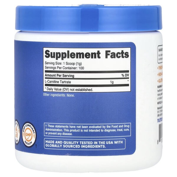 L-карнітину тартрат Nutricost (L-Carnitine Tartrate) 100 г