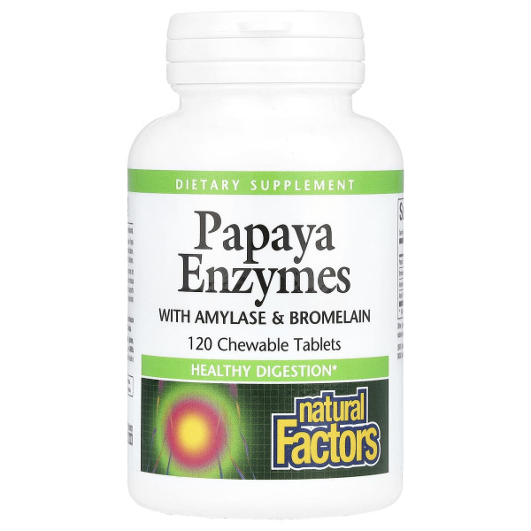 Ферменти папаї з амілазою та бромелаїном Natural Factors (Papaya Enzymes) 120 жувальних таблеток