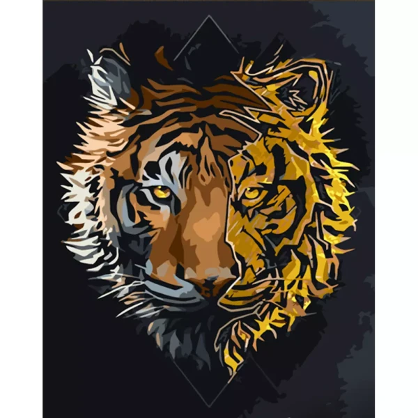 Картина за номерами Тигр з лаком 30x40 Strateg