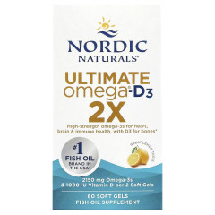 Риб'ячий жир з вітаміном D Nordic Naturals (Ultimate Omega 2X) 2150 мг/1000 МО 60 капсул зі смаком лимона