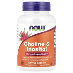 Холін з інозитолом Now Foods (Choline&amp;Inositol) 250 мг/250 мг 100 капсул