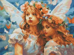 Алмазна мозаїка Ангели в квіткових вінках 30x40 Brushme