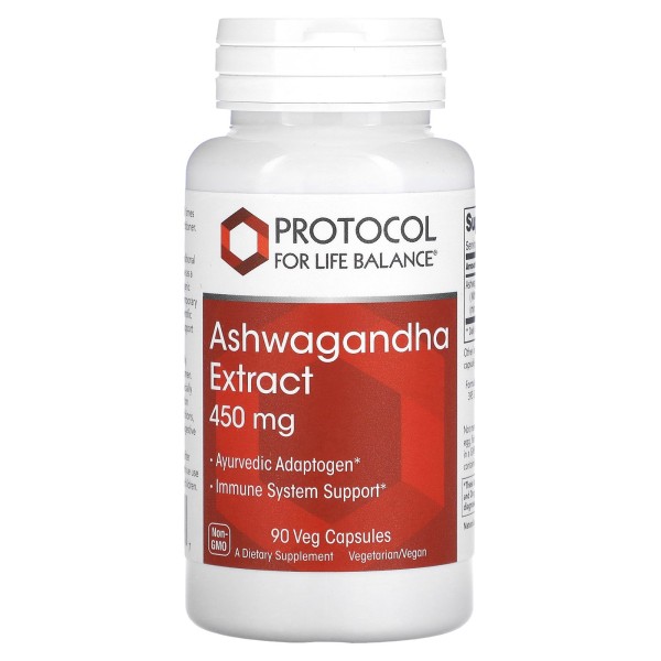Ашваганда Protocol for Life Balance (Ashwagandha) экстракт 450 мг 90 растительных капсул