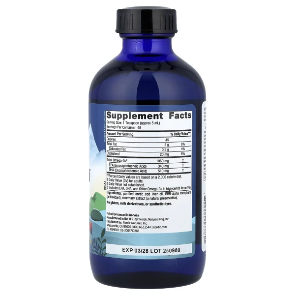 Nordic Naturals, Arctic Cod Liver Oil™, жир печінки арктичної тріски, без ароматизаторів, 237 мл