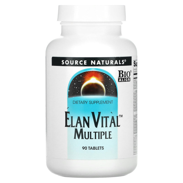 Мультивітаміни, Elan Vital Multiple, Source Naturals, 90 таблеток
