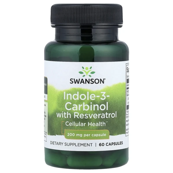 Індол-3-карбінол з ресвератролом Swanson (Indole-3-Carbinol with Resveratrol) 200 мг 60 капсул