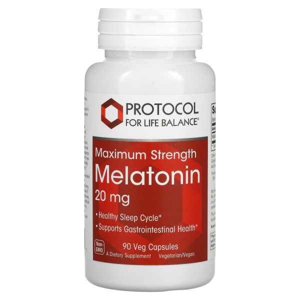 Мелатонин Protocol for Life Balance (Melatonin) максимальная сила 20 мг 90 растительных капсул